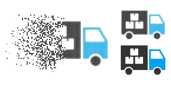 Icono de coche de transporte de mercancías de punto medio tono disuelto — Vector de stock