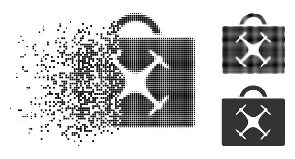 Fragmentiertes Pixel-Halfone-Drohnen-Toolbox-Symbol — Stockvektor