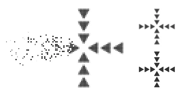 Halftone de pixel disperso dentro do ícone de direção —  Vetores de Stock