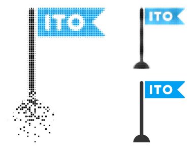 Dağılmakta pixelated yarı ton Ito bayrak işareti simgesi