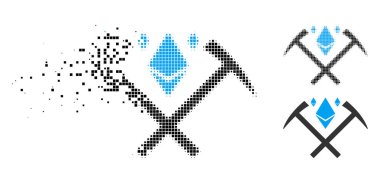 Nokta noktalı resim Ethereum çekiç simgesi madencilik kristal çözünmüş