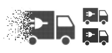 Toz Pixelated yarı ton elektrikli otomobil simgesi