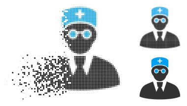 Parçalanmış piksel yarı ton Doktor simgesi