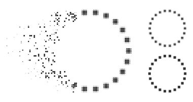 Pixelated yarı ton taşıma daire simgesi noktalı