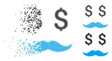 Kırık noktalı yarım ton milyoner bıyık simgesi