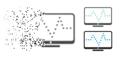 Dissipated Pixelated Halftone Monitor Dotted Pulse Icon clipart