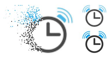 Kaybolan Pixelated yarı ton çalar saat simgesi