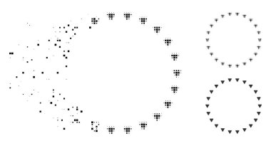 Pixelated yarı ton eriterek noktalı daire simgesi