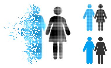 Ayrıştırılmış Pixelated noktalı resim evli çift simgesi