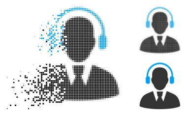 Kırık piksel yarı ton çağrı merkezi operatörü simgesi