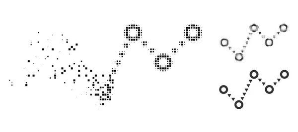 Sich auflösendes Pixelhalbton-punktiertes Trend-Symbol — Stockvektor