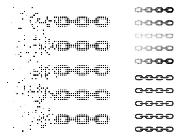 Mozgó szaggatott félárnyék Blockchain oldalra dől ikon — Stock Vector