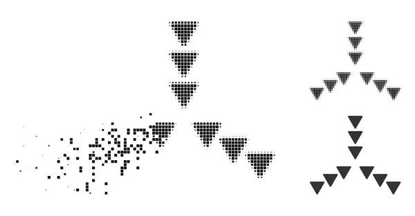 Szétszórt Pixelated félárnyék belül irány ikonjára — Stock Vector