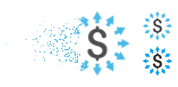 Fragmenté pointillé demi-ton Dollar Icône de distribution — Image vectorielle