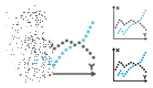 Pictogram van de Plot van de functies van gefragmenteerde pixels halftoon — Stockvector