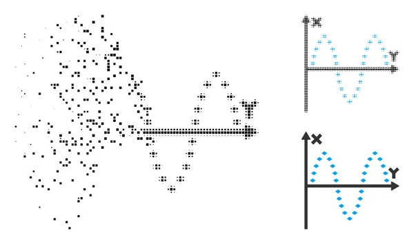 Ponto dissolvido meio-tom pontilhado Sinusoid Plot Icon —  Vetores de Stock