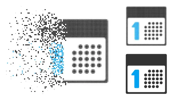 Polvo Pixel Halftone icono del primer día — Vector de stock