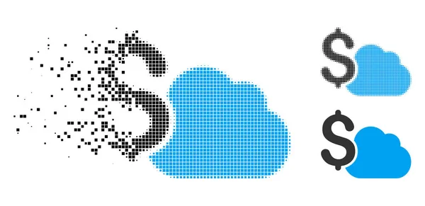 Rozpuštěn Pixel polotónů Cloud bankovní ikonu — Stockový vektor