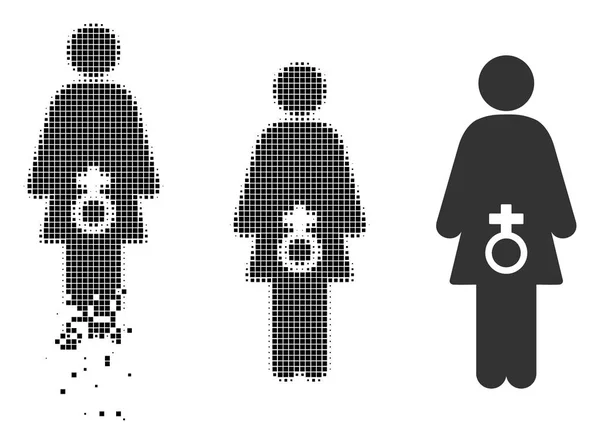 Destruído Pixel meio-tom feminino disfunção sexual ícone —  Vetores de Stock