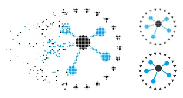 Fractured Dot Halftone Dotted Links Diagram Icon — Stock Vector