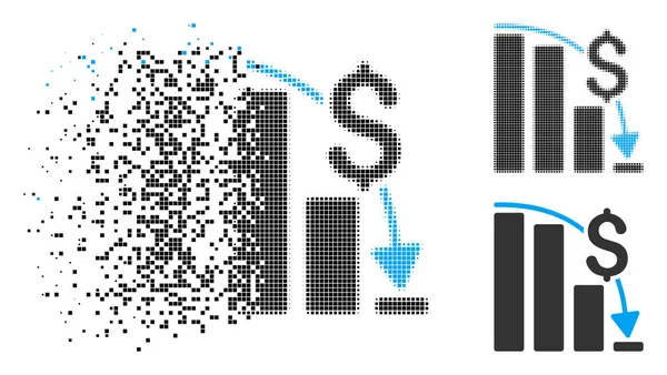 녹이는 Pixelated 하프톤 금융 서사시 실패 아이콘 — 스톡 벡터