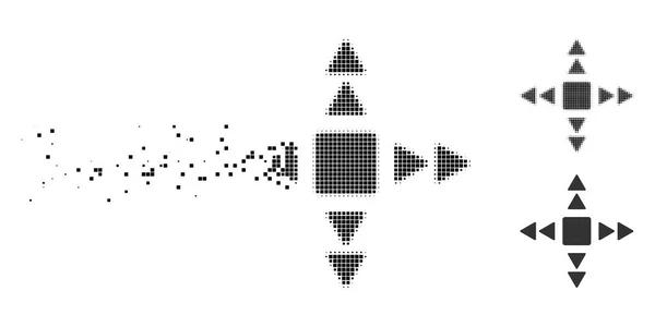 Icona Dei Triangoli Direzione Scomparire Mezzitoni Punteggiati Varianti Solide Intatte — Vettoriale Stock
