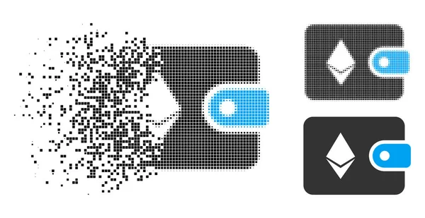 Rozproszone Dot półtonów portfel Ethereum ikona — Wektor stockowy