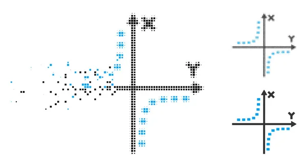 Ícone de lote de hiperbola pontilhada meio-tom pixelado decomposto —  Vetores de Stock