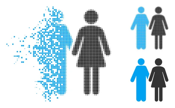 Ayrıştırılmış Pixelated noktalı resim evli çift simgesi