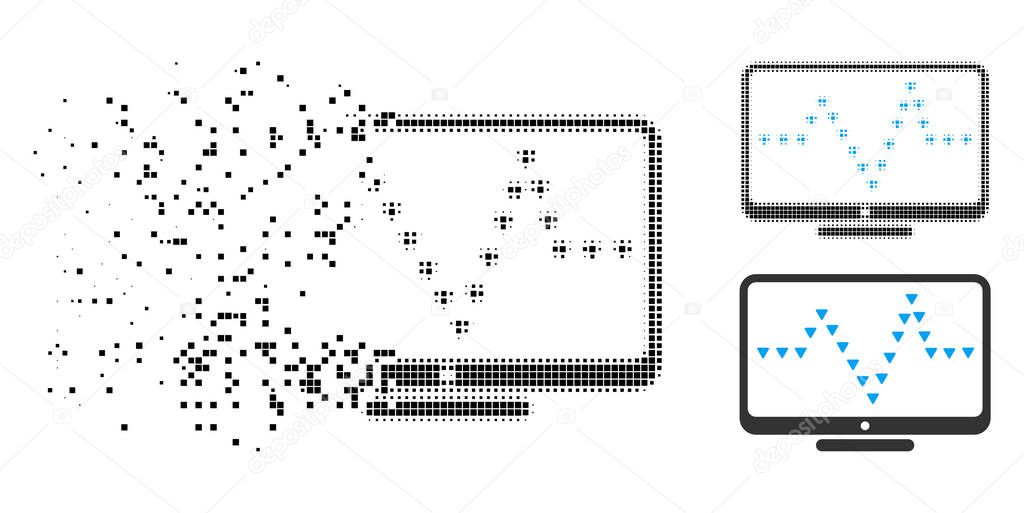 Dissipated Pixelated Halftone Monitor Dotted Pulse Icon