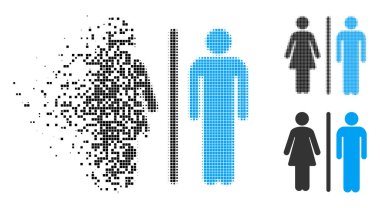 Çözünmüş piksel yarı ton Wc kişi simgesi