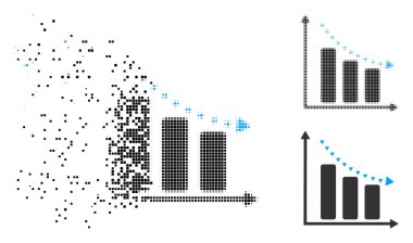 Negatif eğilim simgesi tahribe Pixelated yarı ton noktalı