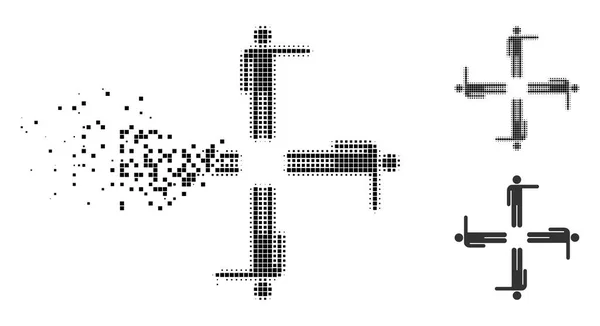 Pontos danificados meio-tom apontando ícone dos homens —  Vetores de Stock