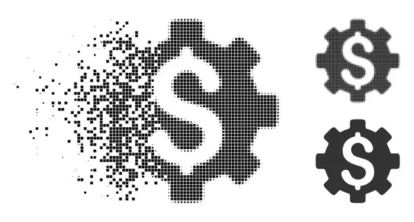 Desapareciendo Pixelated Icono de costo de desarrollo de medio tono — Vector de stock