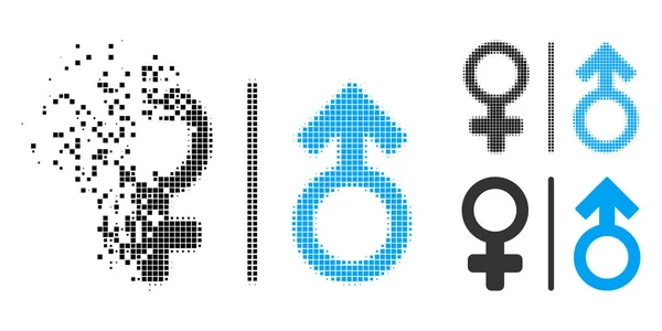 Mover punteado medio tono WC Género Símbolos icono — Vector de stock