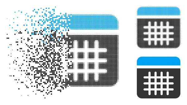 Icono de calendario de medio tono pixelado disperso — Vector de stock