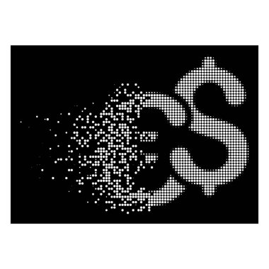 Noktalı yarım ton Euro ve dolar para birimi simgesi parlak rendelenmiş