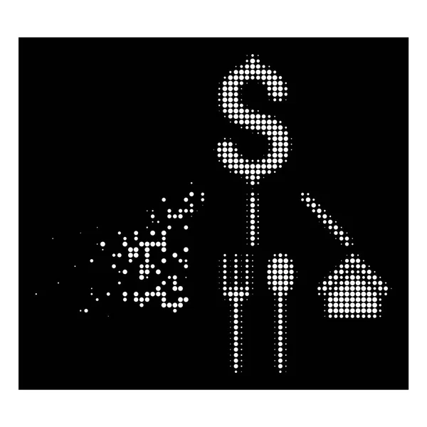 Icona del modello di consumo di mezzitoni Pixelated dissolvente bianca — Vettoriale Stock