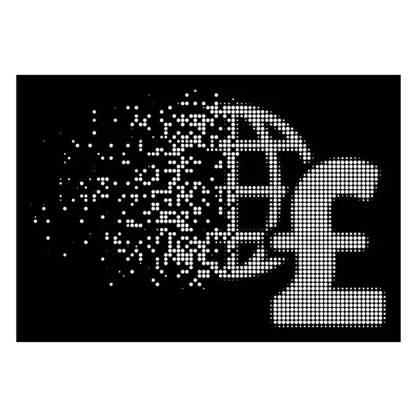 White Disappearing Dot Halftone Global Pound Economics Icon — Stock Vector