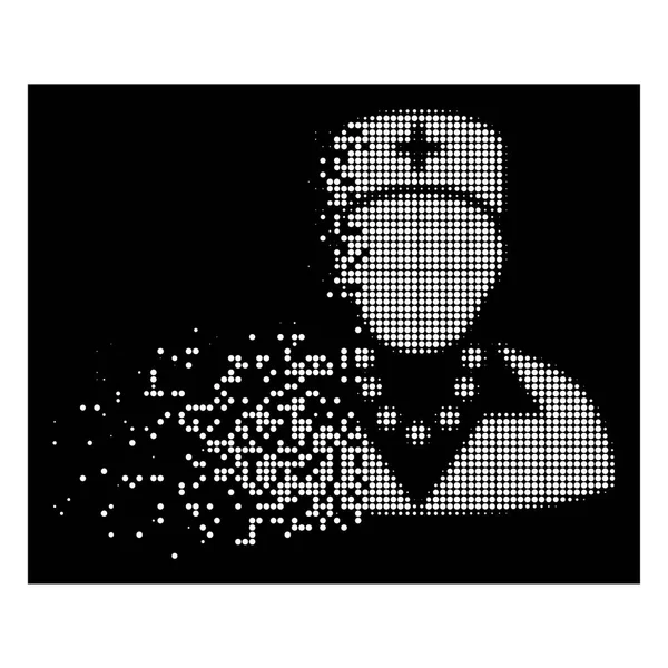 Weiße fragmentierte pixelige Halbtonschwestern-Ikone — Stockvektor
