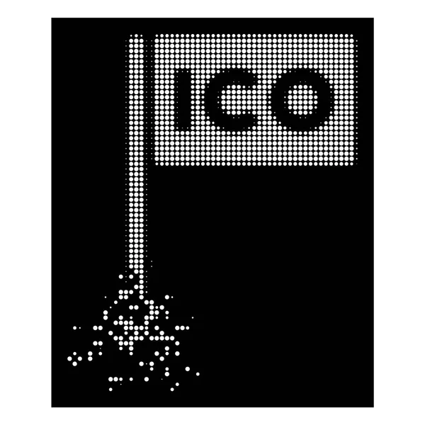 Icône lumineuse de drapeau de rectangle d'ICO de demi-ton de point dispersé — Image vectorielle