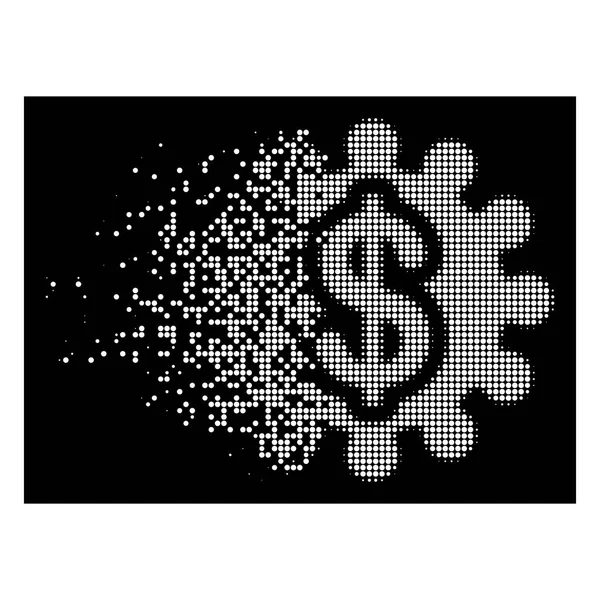 Biały rozdrobniony piksela rastra opcje finansowe ikonę koła zębatego — Wektor stockowy