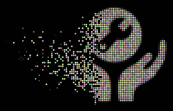 Мягкий фрагментированный пикселированный значок обслуживания полутонов
