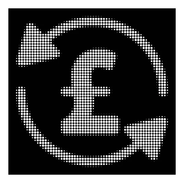 White Halftone Refresh Pound Balance Icon — Stock Vector