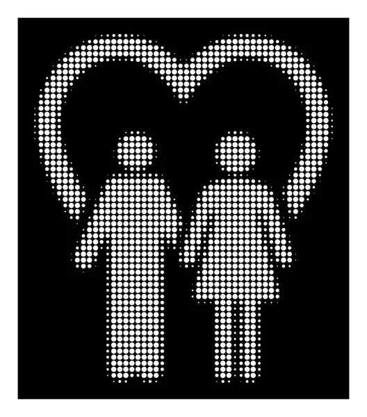 Halftone Dotted Marriage Icon White Pictogram Dotted Geometric Pattern Black — Stock Vector