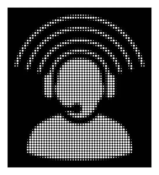 Icône blanche de signal radio d'opérateur demi-tonalité — Image vectorielle