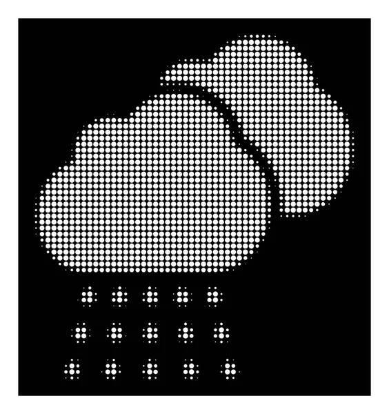 Ícone branco de nuvens de chuva de meio-tom — Vetor de Stock