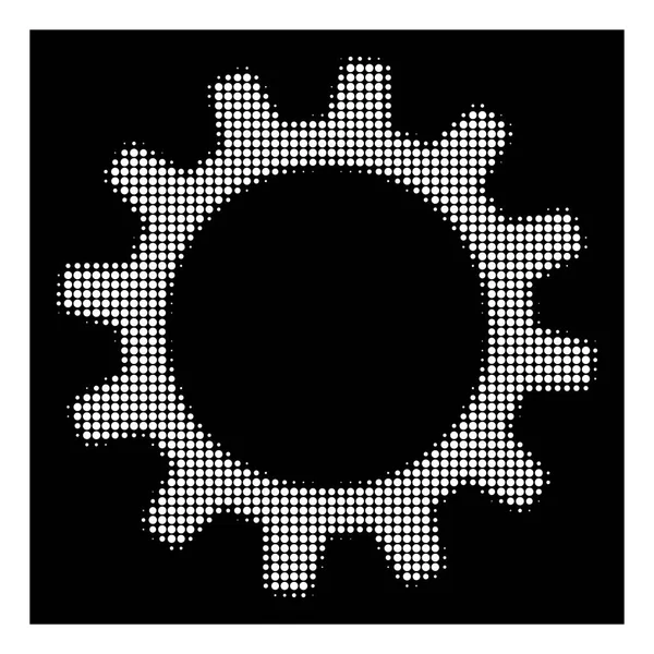 White Halftone Cogwheel Icon — Stock Vector