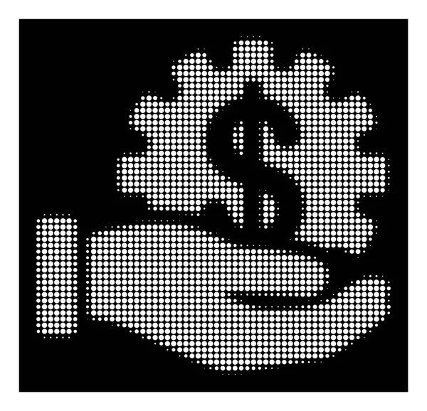 Beyaz noktalı resim Finansal Kalkınma dişli el simgesi — Stok Vektör