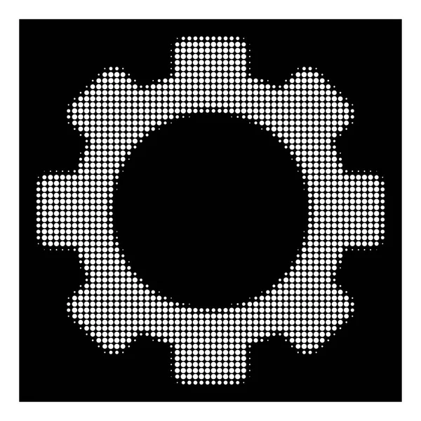 Icono de engranaje de medio tono blanco — Vector de stock